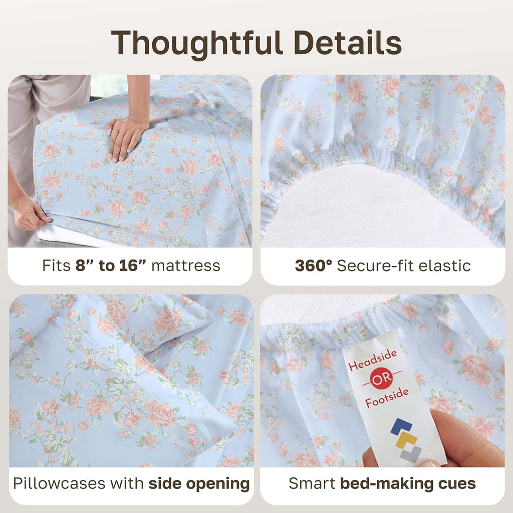 CaliforniaDesignDen California Design Den Soft Cotton Bed Sheets Cal King Size Set, 400 TC Good Housekeeping Award Winner, Smooth Sateen Fi…