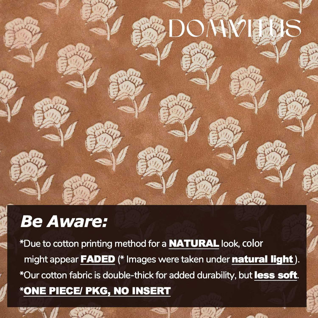Domvitus Floral Pillow Covers 18x18 Throw Pillow Covers Decorative Block Floral Print Vintage Pillow Cover for Living Room Couch Bed, Brown…