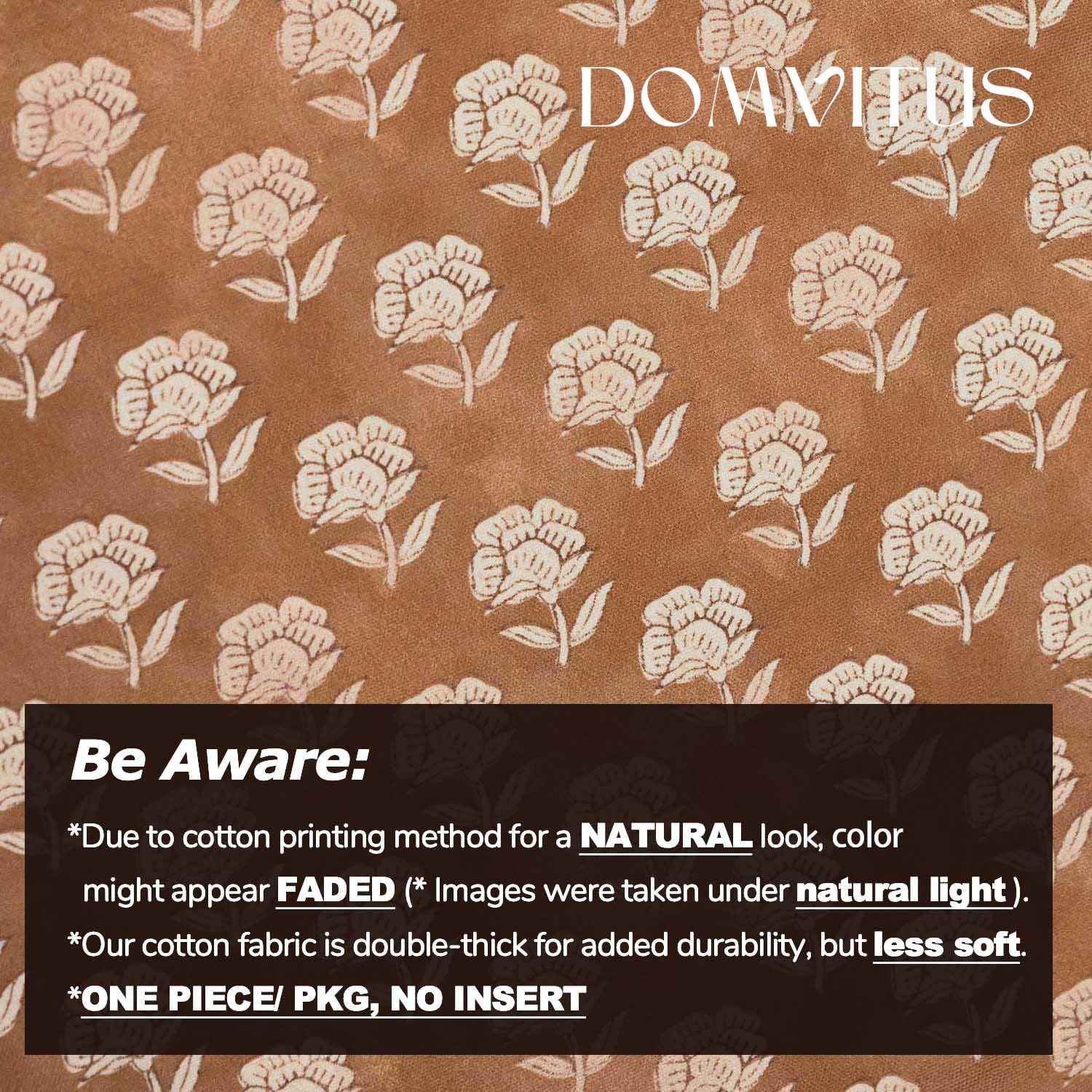 Domvitus Floral Pillow Covers 18x18 Throw Pillow Covers Decorative Block Floral Print Vintage Pillow Cover for Living Room Couch Bed, Brown…