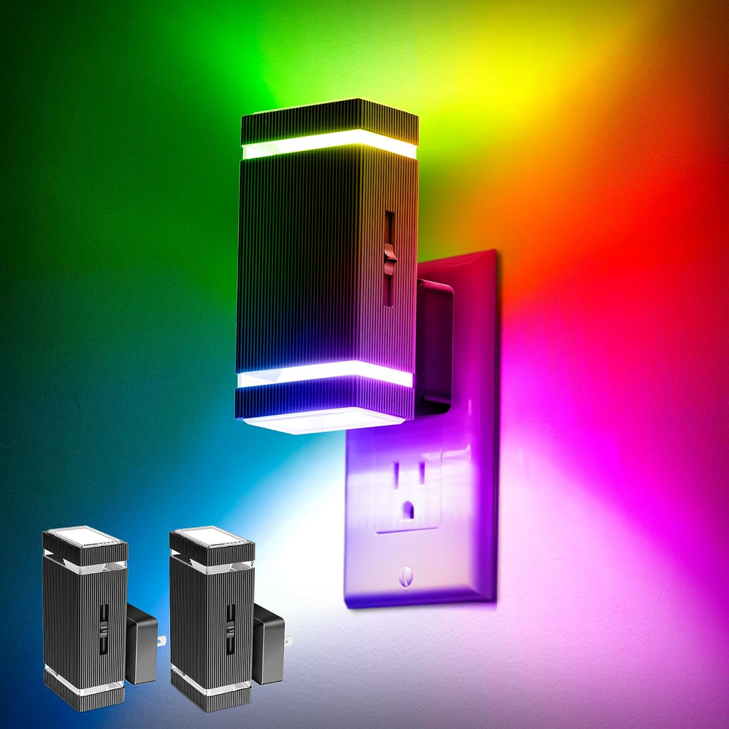 DORESshop Color Changing Night Lights [2 Pack], Night Lights Plug Into Wall, 8 Color LED Night Light, Night Light with Dusk to Dawn…
