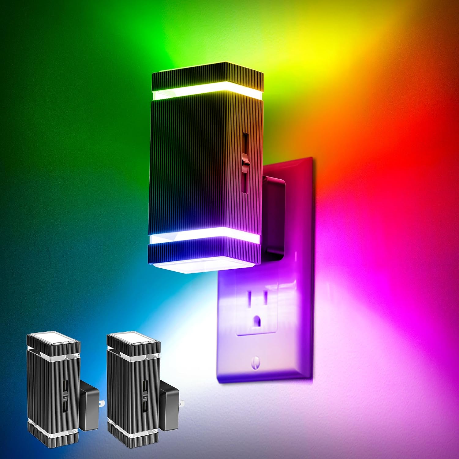 DORESshop Color Changing Night Lights [2 Pack], Night Lights Plug Into Wall, 8 Color LED Night Light, Night Light with Dusk to Dawn…