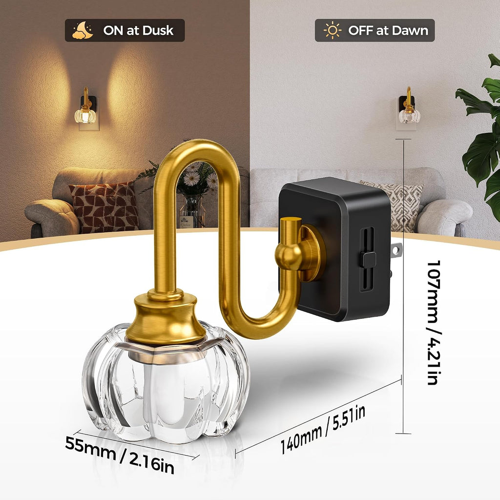 DORESshop LED Night Light, Night Lights Plug into Wall, 0%-100% Silde Brightness Adjustable Plug in Night Light, Dusk to Dawn Sensor Nightl…