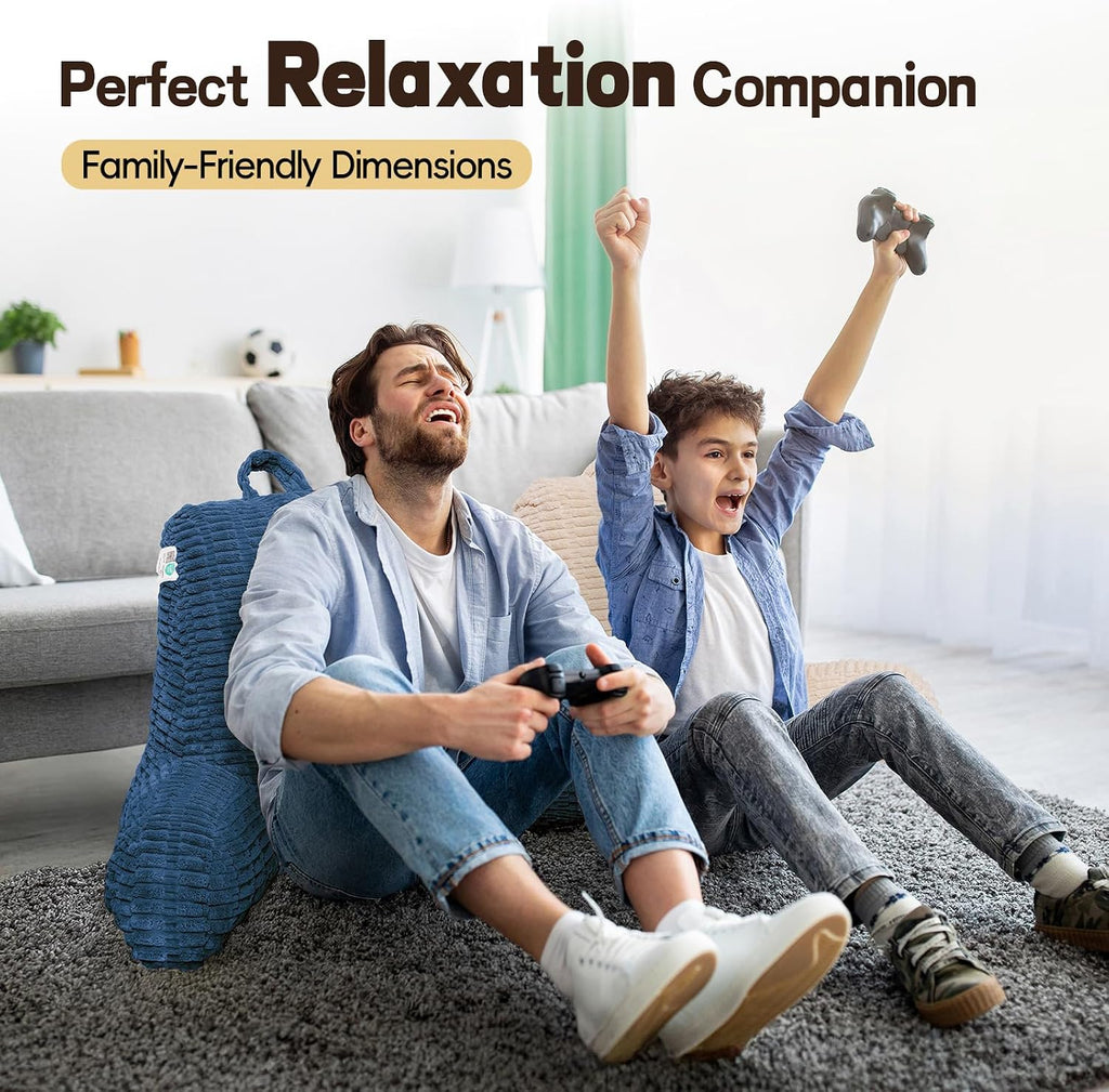Luisof 21" Higher Large Reading Pillow for Bed Adult, Back Pillow for Bed Sitting Up with Memory Foam Back Support with Arms Rest for Couch…
