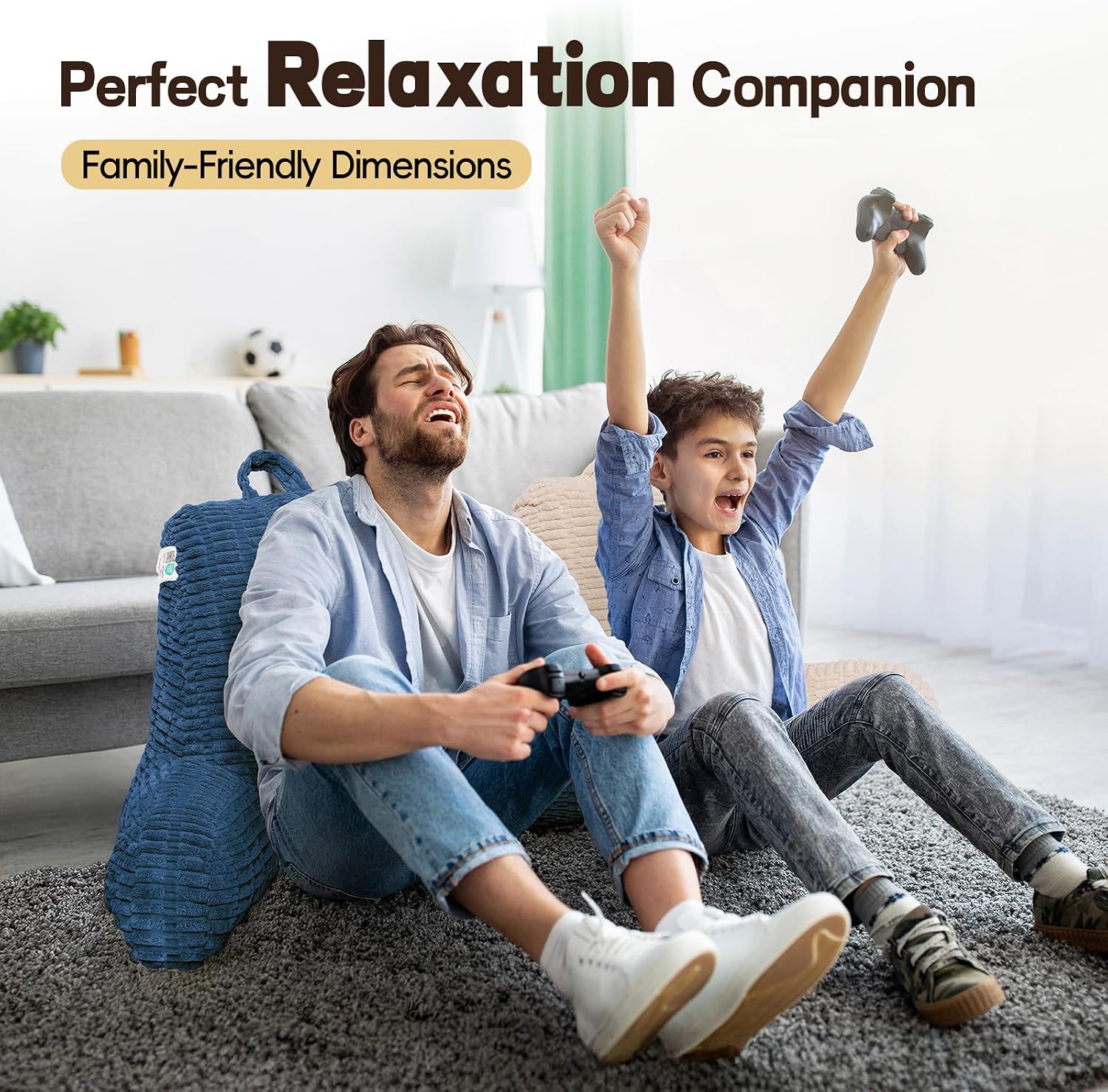 Luisof 21" Higher Large Reading Pillow for Bed Adult, Back Pillow for Bed Sitting Up with Memory Foam Back Support with Arms Rest for Couch…