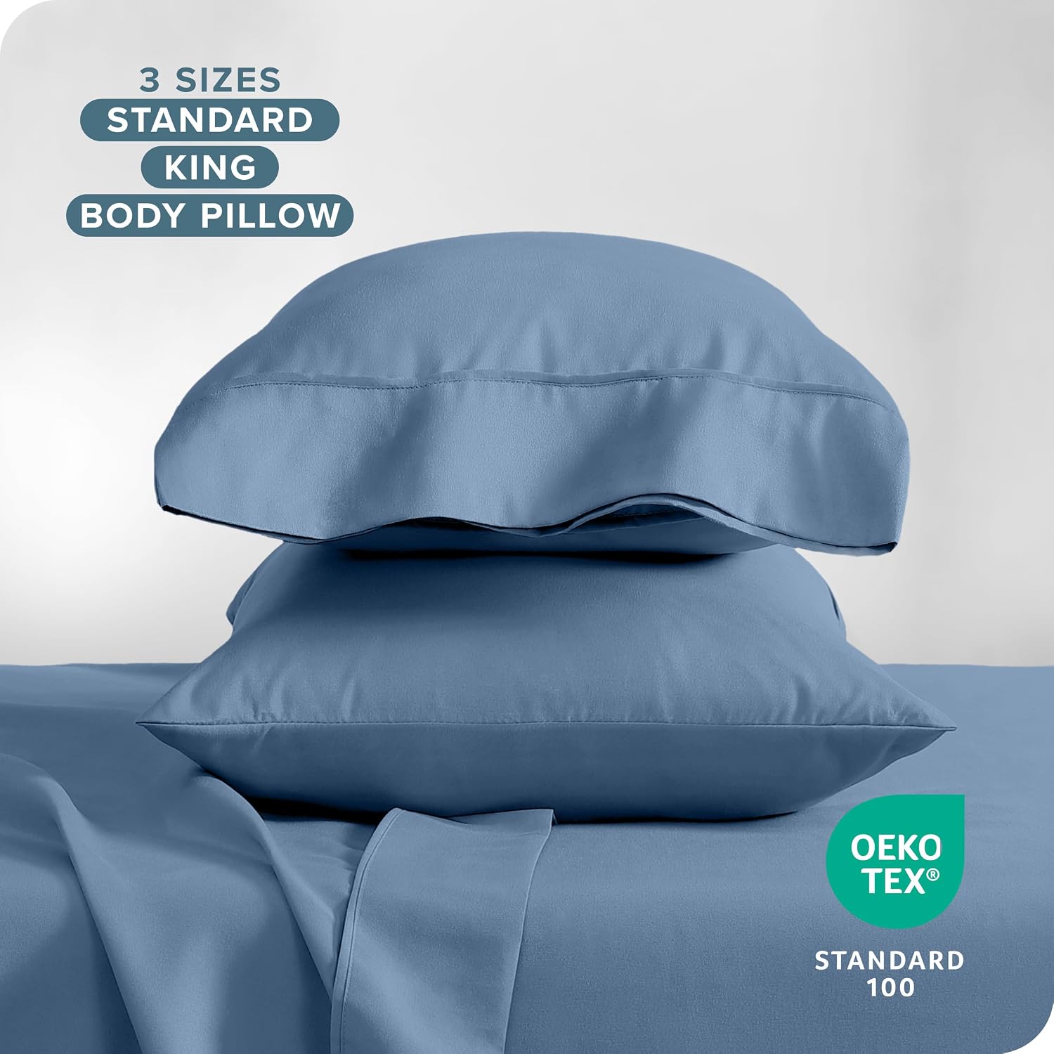 BareHome Bare Home Microfiber Pillow Cases - Standard/Queen Size Set of 2 - Cooling Pillowcases - Double Brushed - Coronet Blue Pillowcases…