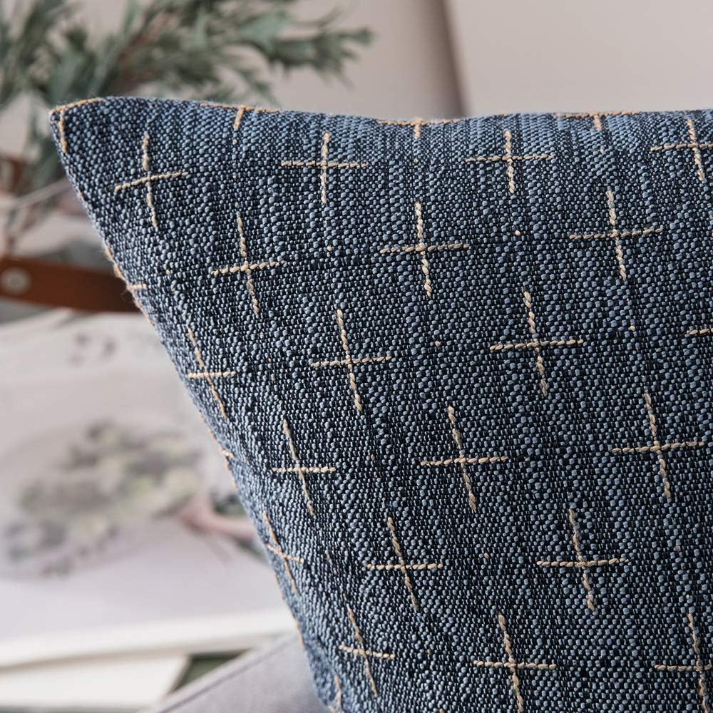 MIULEE Pack of 2 Decorative Burlap Linen Euro Sham Throw Pillow Covers for Sofa Couch Bed 24x24 Inch Modern Farmhouse Vintage Pillowcases…