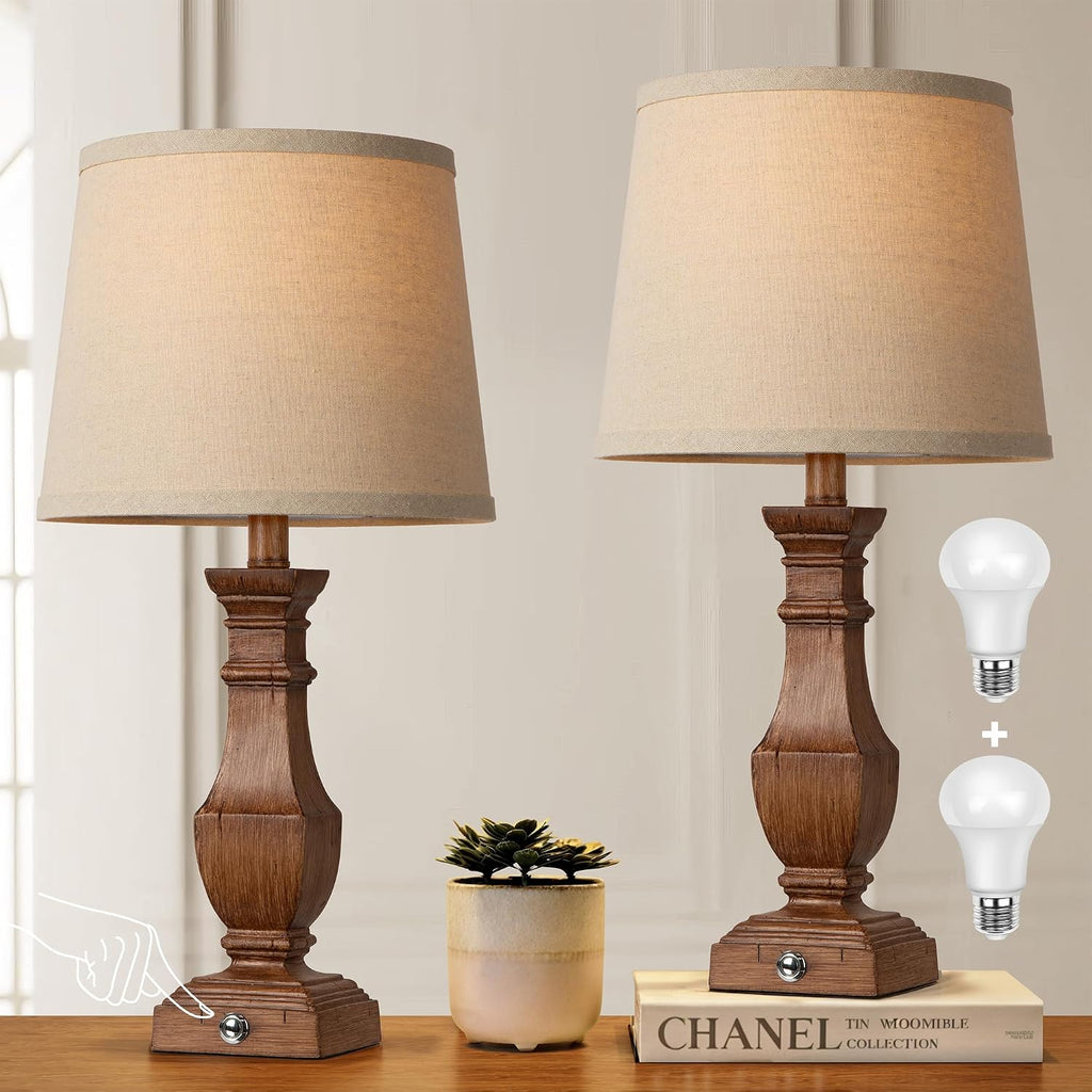 ROTTOGOON Dimmable Table Lamps Set of 2, Rustic Farmhouse Table Lamps for Living Room Bedroom, Bedside Desk Lamps for end Tables, Touch…