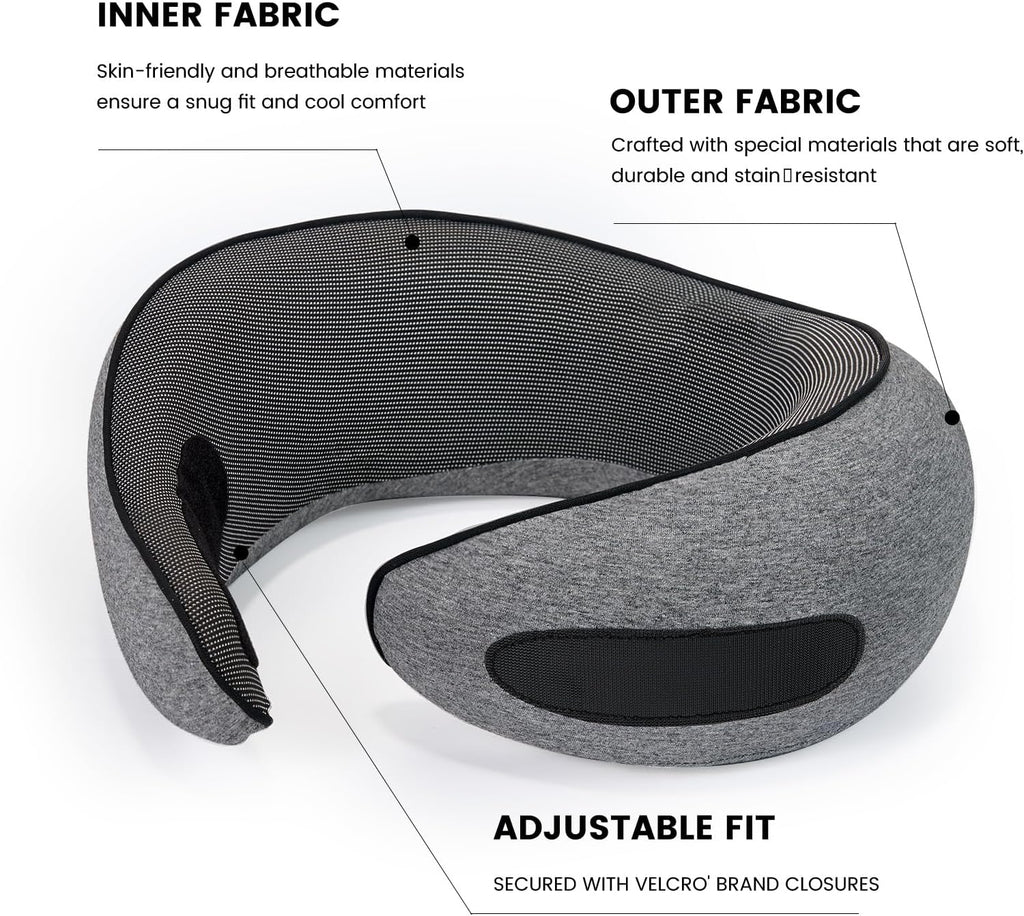 MAX Travel Pillow - High-tech Smart Memory Foam, Breathable Cover Fabric, 360° Ergonomic Support, Easy to Carry in Travel Bag, Ideal…