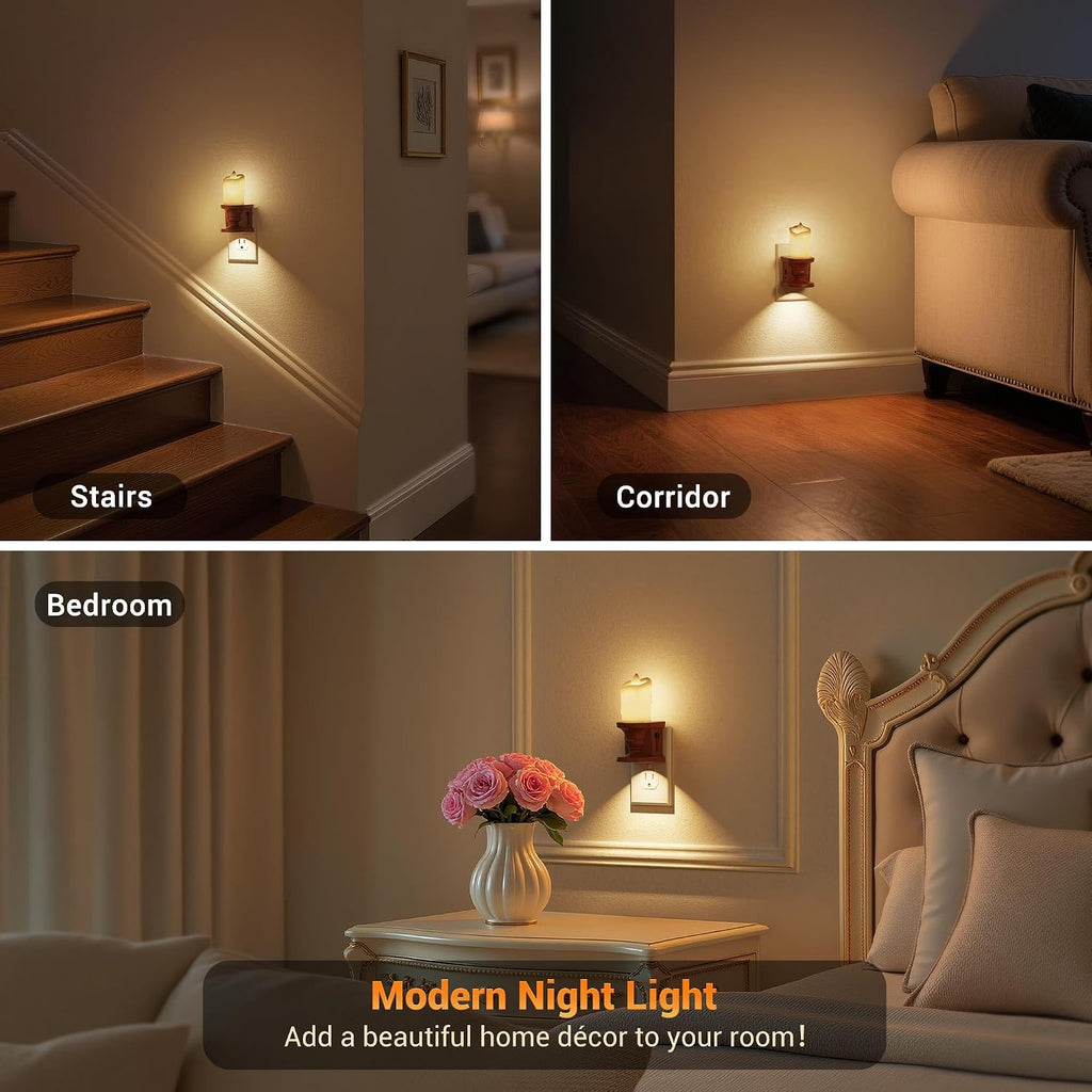 JandCase Nightlight Flameless Candle, 2 Pack Night Lights Plug into Wall, 0-100LM Dimmable Nightlight, 3000K Soft White, LED Candle Night…