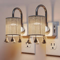 L LOHAS LED Night Lights Plug into Wall, 2 Pack Boho Fabric Cylinder Night Light with Tassel, 0-100LM Dimmable Night Lights, Dusk to Dawn…