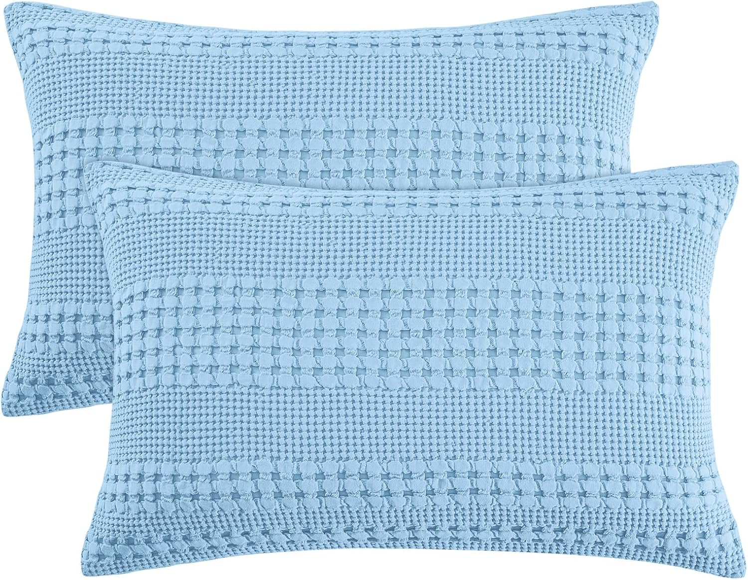 Phf Waffle Weave Pillow Shams Queen Size, 2 Pack 100% Cotton Pillowcases 20" x 30", No Insert, Soft & Breathable Aesthetic Woven Pillow Cas…