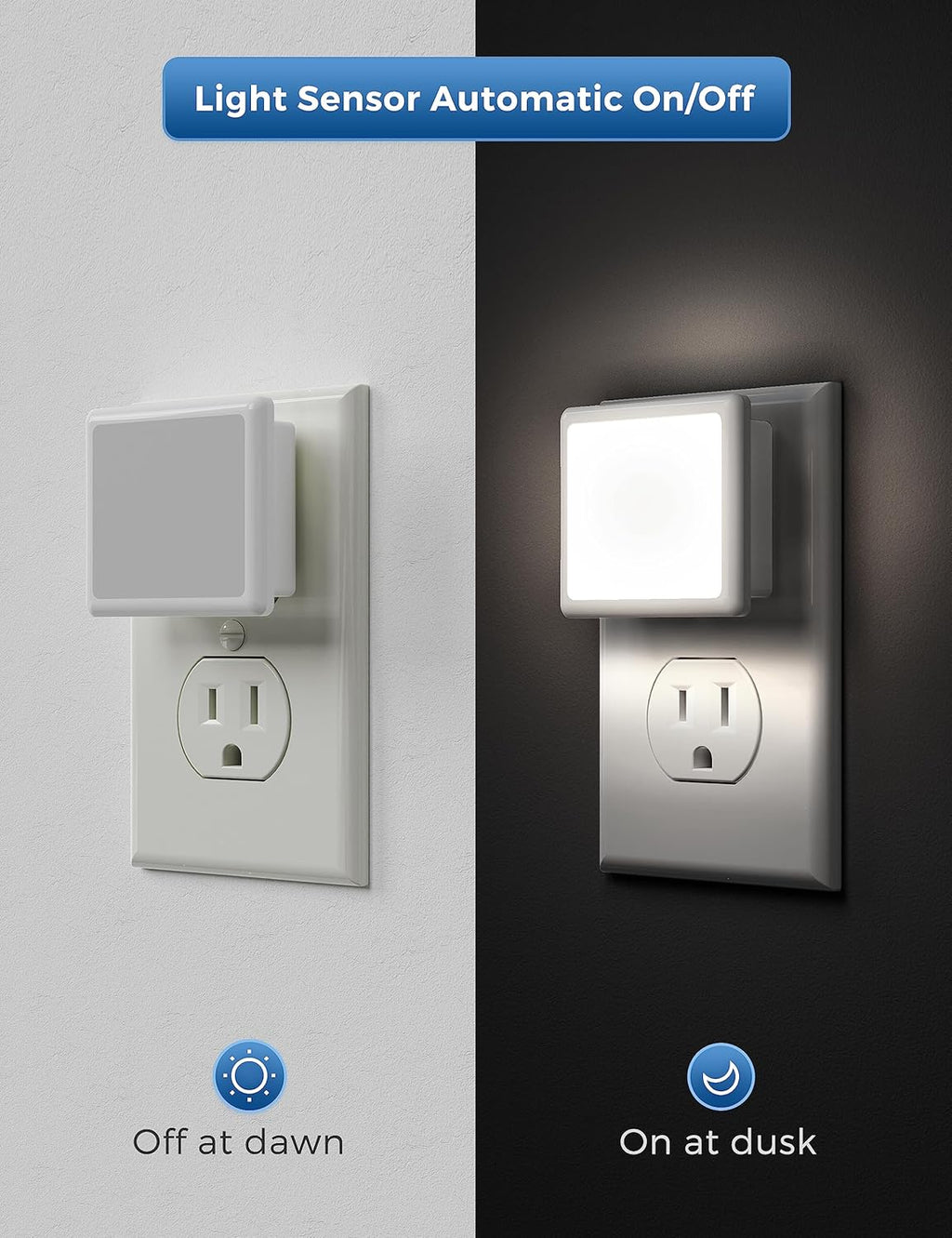 L LOHAS LED Night Lights Plug into Wall, [6-Pack] Plug in Night Light, Dusk-to-Dawn Sensor, 5000K Daylight 0.3W Bright Nightlight…