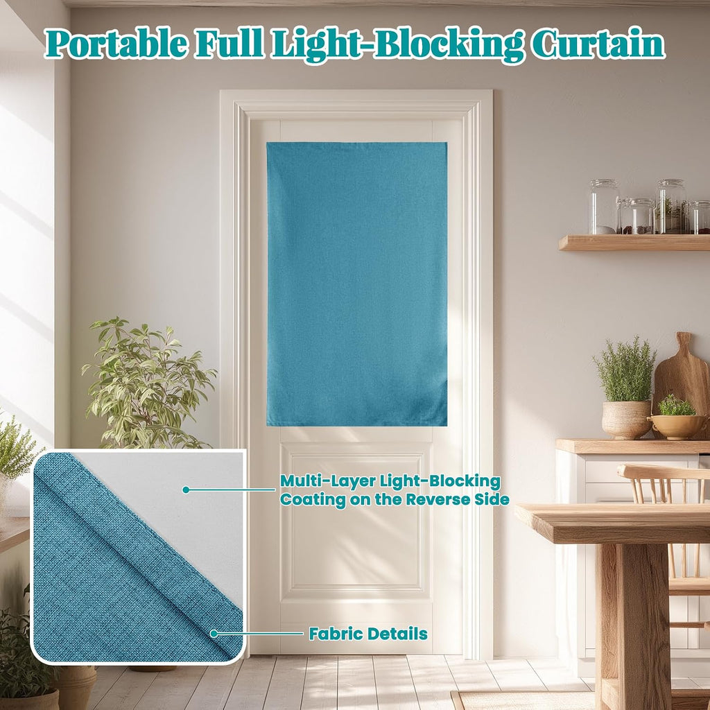 100% Blackout French Door Curtains, Room Darkening Shades Small Window Curtain Drapes Thermal Insulated Tricia Door Blinds for Classroom…