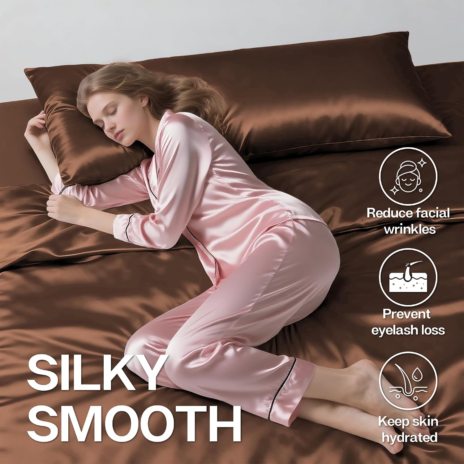 MR&HM Satin Body Pillow Cover, Soft and Breathable Body Pillow Case with Envelope Closure, Cooling and Silky Long Pillowcase for Hair and…