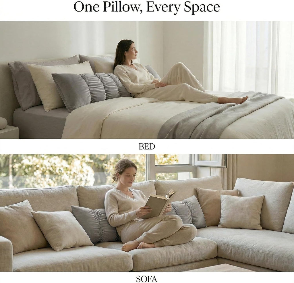 Ailuteie Pat. Pend.Long Bed Pillow for Adults and Side Sleepers with Segmented Design, Soft Velvet Body Pillow with Removable Washable Pill…