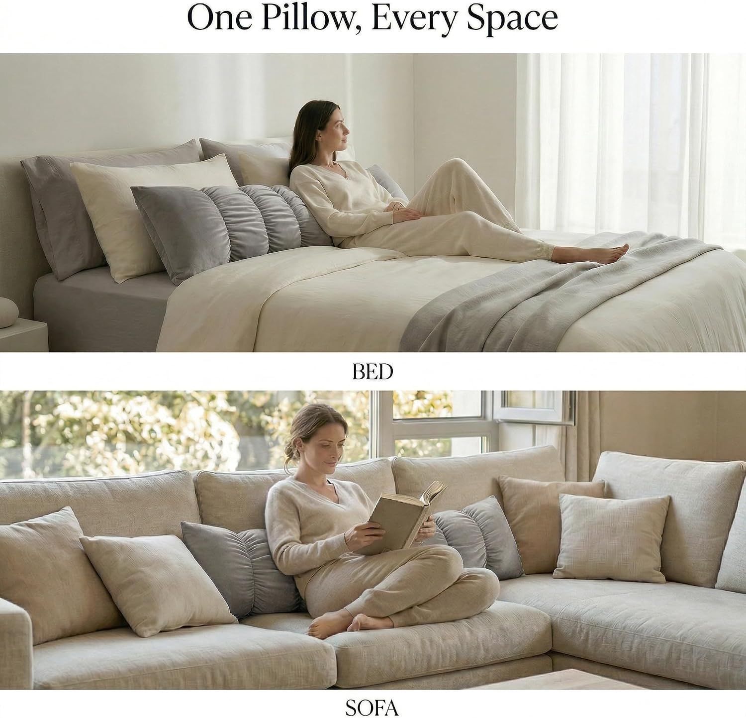 Ailuteie Pat. Pend.Long Bed Pillow for Adults and Side Sleepers with Segmented Design, Soft Velvet Body Pillow with Removable Washable Pill…