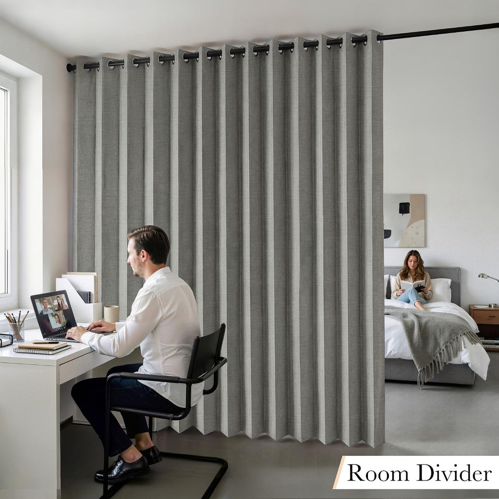 RYB HOME Accordion Style Room Divider Curtain-100% Blackout Folding Accordion Curtain for Sliding Glass Door/Bedroom, Privacy Assurd…