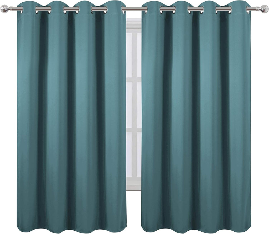 Lemomo Sea Teal Blackout Curtains 66 x 63 Inch Length/Set of 2 Curtain Panels/Thermal Insulated Room Darkening Blackout Curtains for Bedroo…