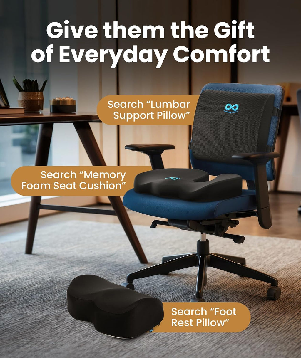 EverlastingComfort Elevate Series by Everlasting Comfort Memory Foam Seat Cushion for Office Chairs & Car - Ergonomic Desk Accessories - Cu…