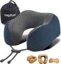 napfun Neck Pillow for Traveling, Upgraded Travel Neck Pillow for Airplane 100% Pure Memory Foam Travel Pillow for Flight Headrest Sleep…