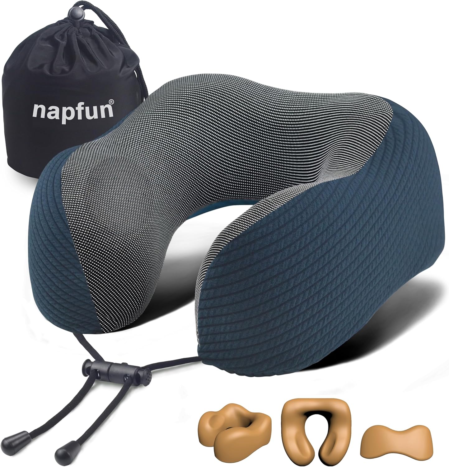 napfun Neck Pillow for Traveling, Upgraded Travel Neck Pillow for Airplane 100% Pure Memory Foam Travel Pillow for Flight Headrest Sleep…