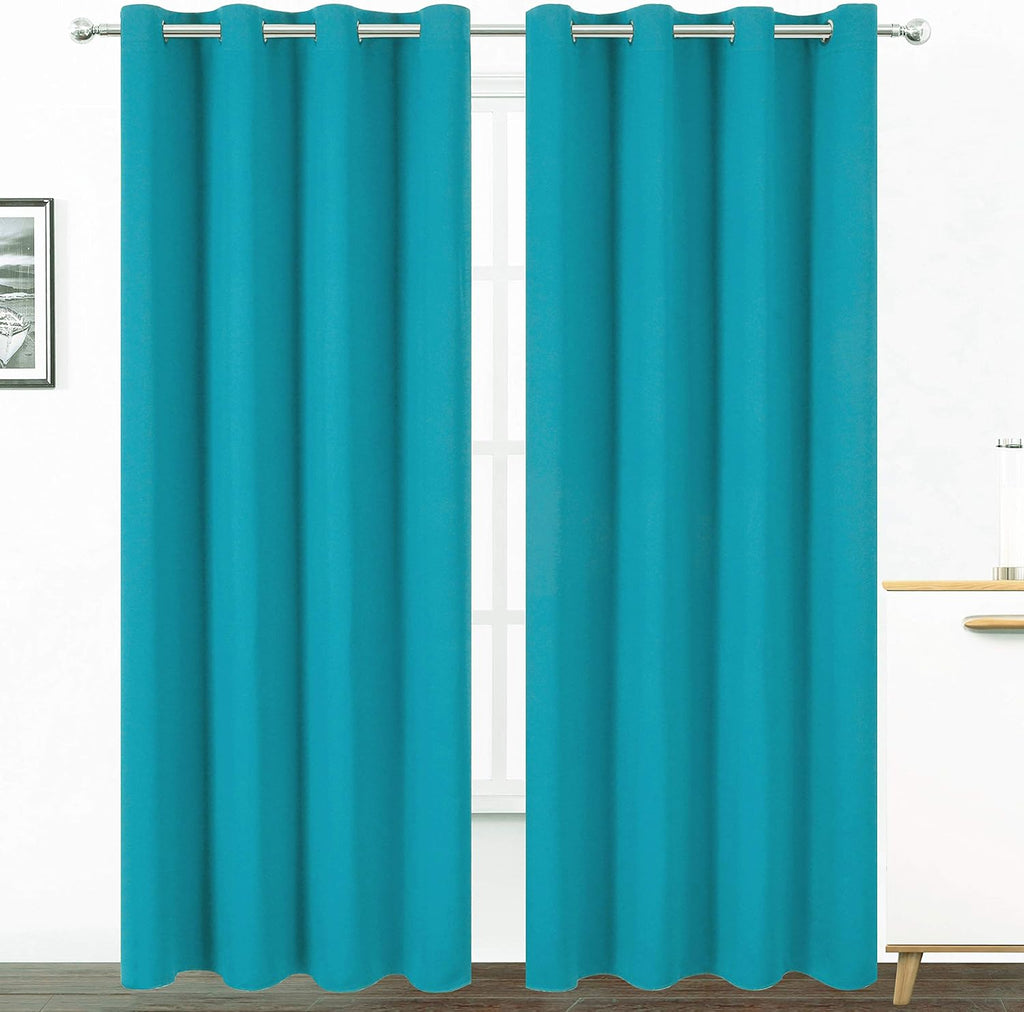 Lemomo Teal Thermal Blackout Curtains/52 x 95 Inch/Set of 2 Panels Room Darkening Curtains for Bedroom 95 Inch silver