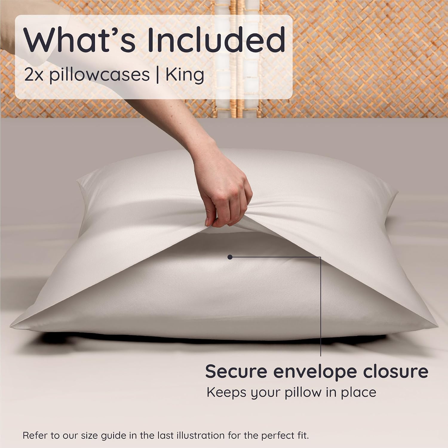Bambaw 100% Viscose Derived from Bamboo Pillowcase King Size – Set of 2 Cooling Pillow Cases for Hair Protection with Envelope Closure, Bre…