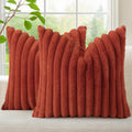 decorUhome Cozy Faux Fur Throw Pillow Covers 22x22 Set of 2 Decorative Soft Plush Striped Modern Farmhouse Boho Couch Euro Sham Pillow Case…