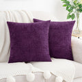 Hwy50 HWY 50 Purple Couch Pillow Covers 22x22 Inch Pack of 2, Soft Chenille Decorative Throw Pillow Cases Farmhouse for Sofa Living Room Be…