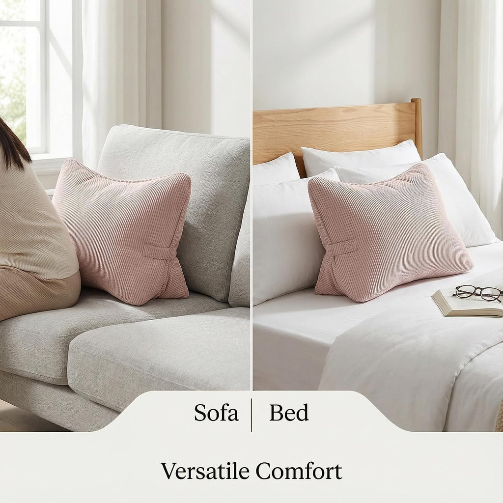 Pat. Pend. Corduroy Back Support Pillow for Sitting, Ideal for Expecting Moms, Low Back Cushion for Bed Sitting, Reading & Relaxing…