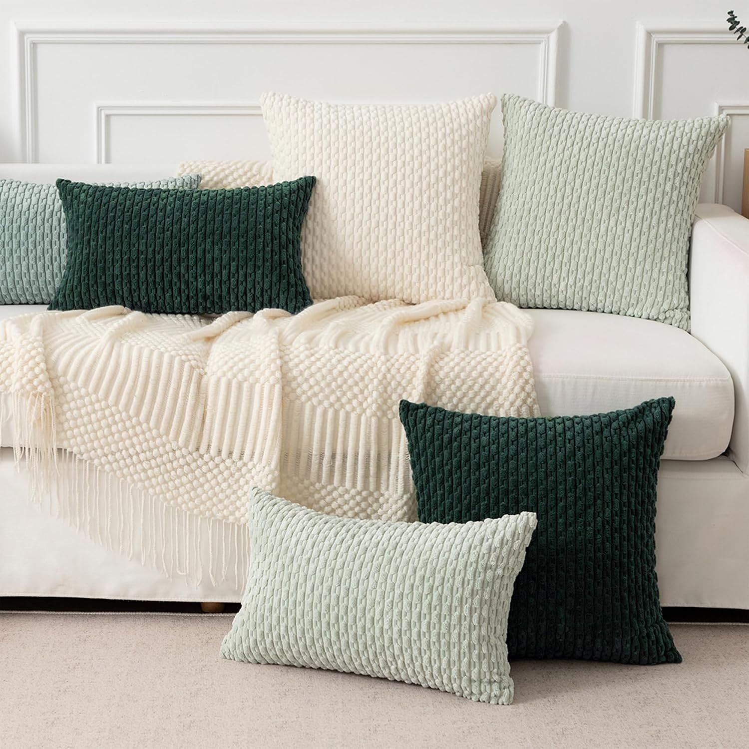 KevinTextile Kevin Textile 12x24 Inch Pillow Cover 1 Pack Boho Christmas Decorative Soft Striped Corduroy Lumbar Farmhouse Color Accent Rec…