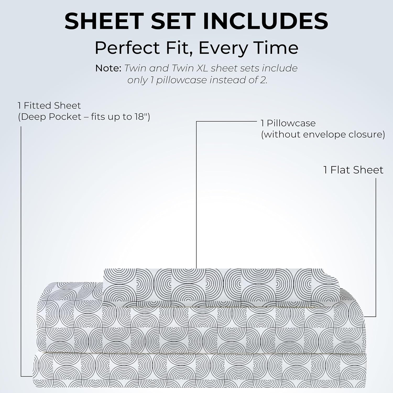 Twin Fitted Sheet with 18" Deep Pockets, Flat Sheet - Percale Weave Natural - Breathable 100% Cotton Bedding, 1 Fitted Sheet + 1 Flat…