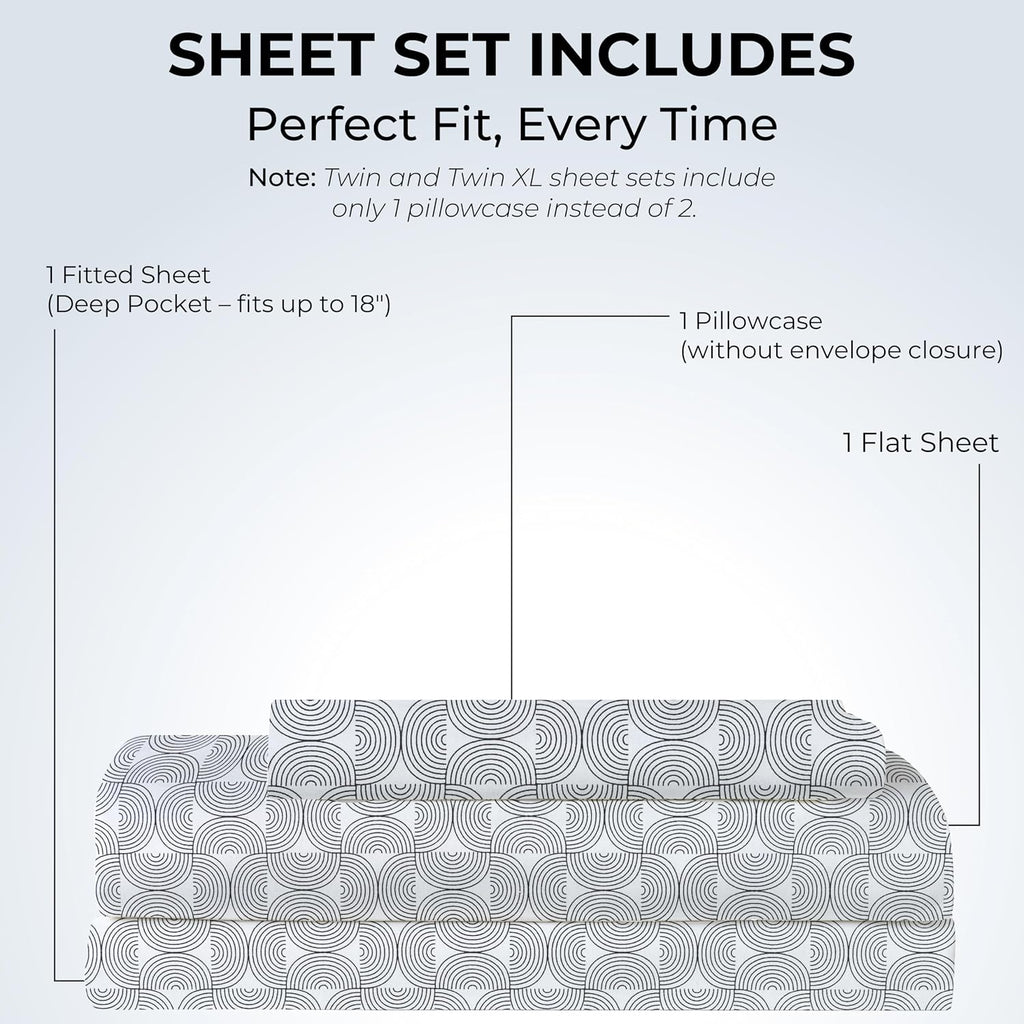 Twin XL Fitted Sheet with 18" Deep Pockets, Flat Sheet - Percale Weave Natural - Breathable 100% Cotton Bedding, 1 Fitted Sheet + 1 Flat…