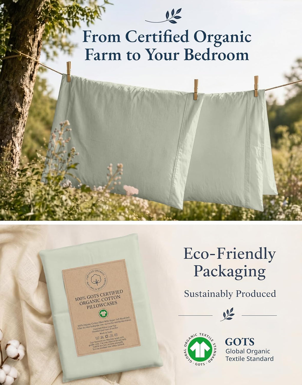 LaneLinen Lane Linen 100% Organic Cotton King Size Pillow Cases Set of 2 (20''x36'') Pillow Cases King Size Certified Organic Cotton Pillow…