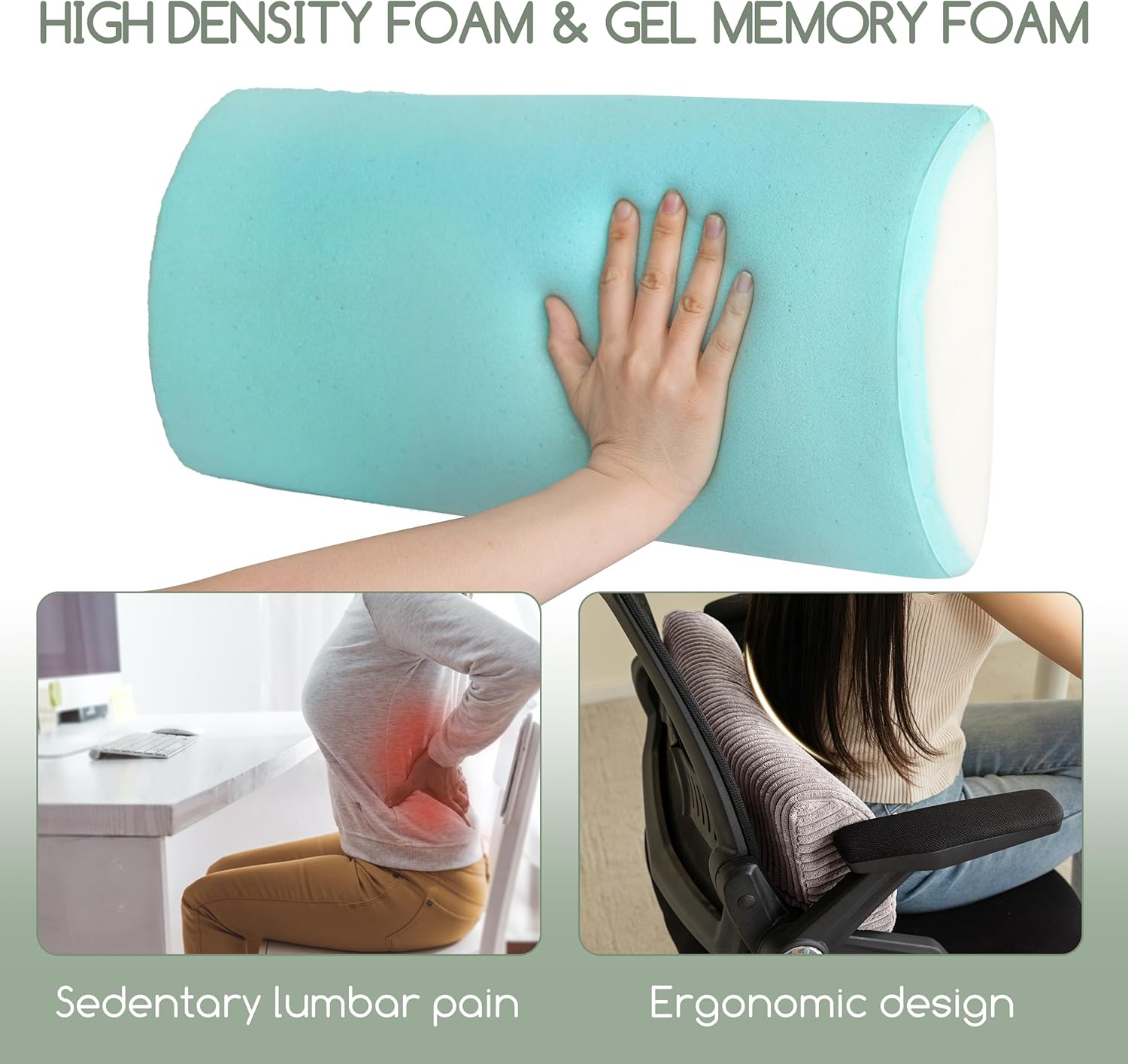 Higogogo Lumbar Support Pillow for Recliner Chair/Accent Chair/Couch, Memory Foam Back Support Cushion for Elderly, Recliner Cushions for B…