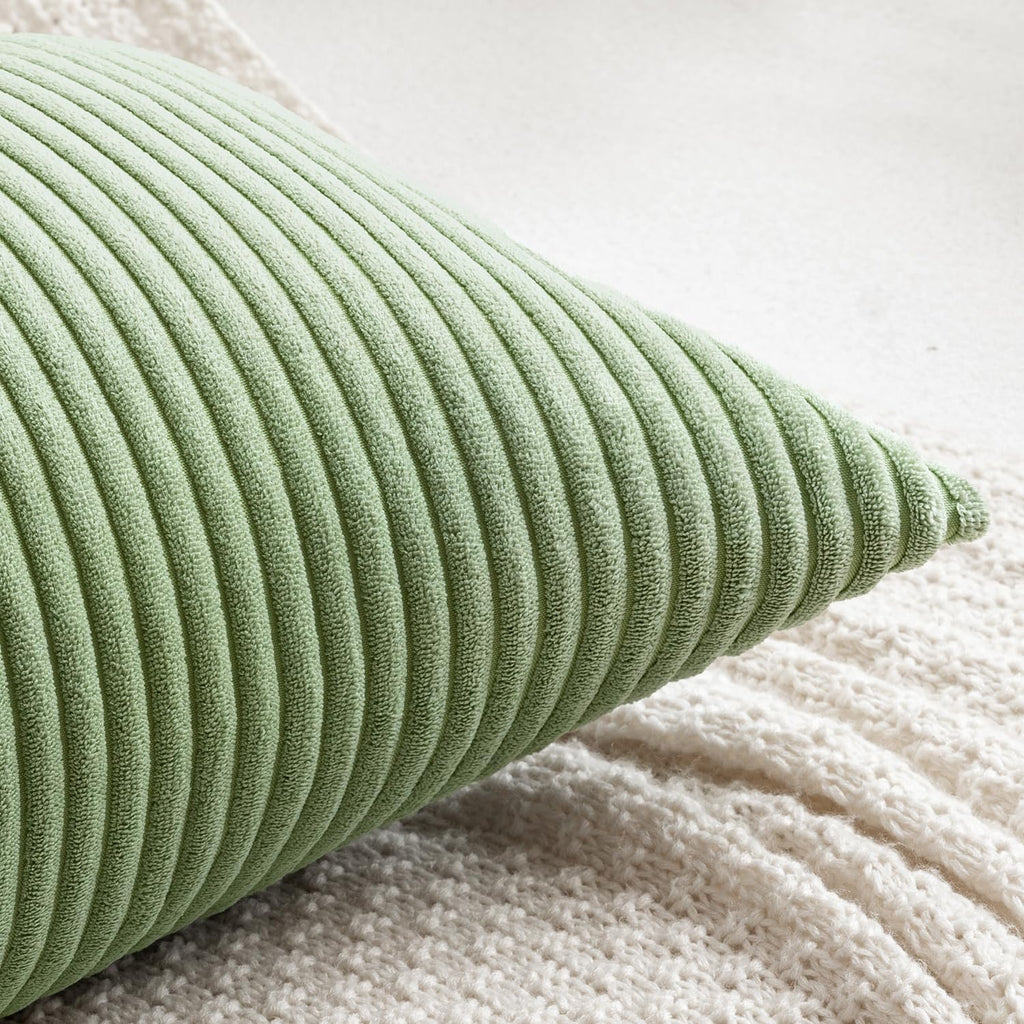MIULEE Decorative Long Body Lumbar Throw Pillow Cover 14x36 Inch for Bed Couch Bedroom Bench, Soft Corduroy Rectangle Sage Green Pillow…