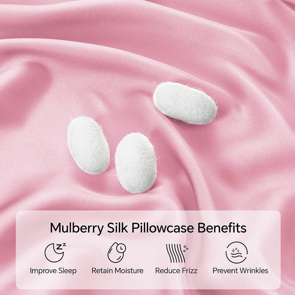 Infiixso Mulberry Silk Pillowcase for Hair and Skin, Silk Pillow Case Standard Size with Hidden Zipper 20x26 Inches, Extraordinary Smooth a…