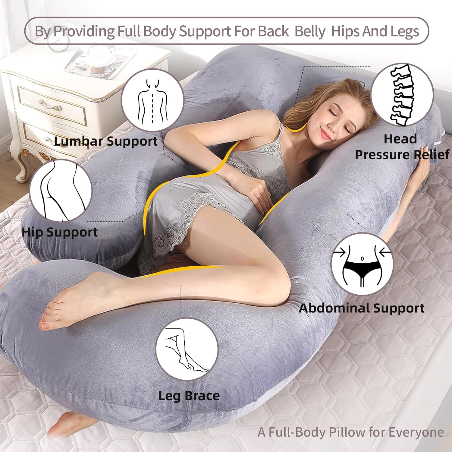 60 Inch Full Body Pregnancy Pillows for Sleeping Cooling Pregnancy Pillow, U Shaped Pregnancy Body Pillow, Maternity Pillows for Pregnant…