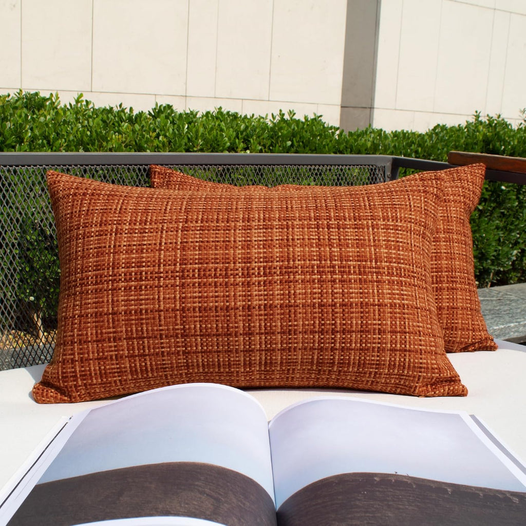 Kevin Textile Outdoor Waterproof Throw Pillow Covers 14x24 Inch Pack of 2 Woven Faux Linen Farmhouse Decorative Water Resistant Lumbar…