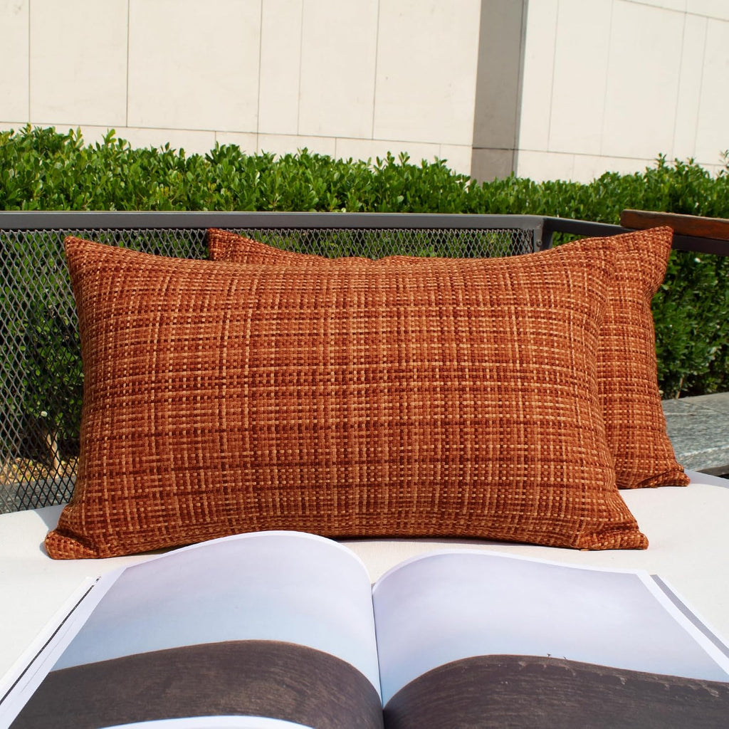 Kevin Textile Fall Pack of 2 Decorative Outdoor Waterproof Pillow Covers Garden Cushion Sham Throw Pillowcase Shell for Patio Tent Couch…