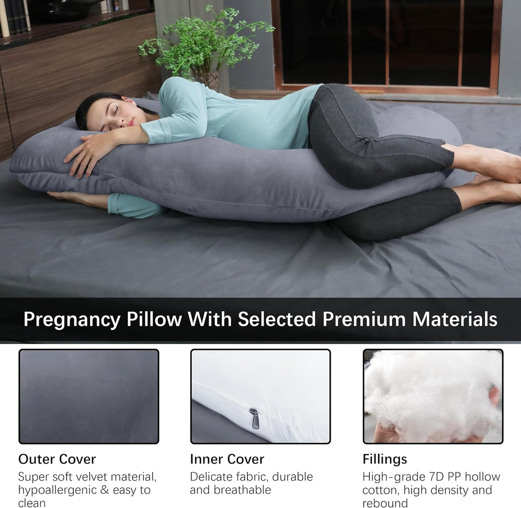 Moonpark MOON PARK Pregnancy Pillows for Sleeping - U Shaped Full Body Maternity Pillow with Removable Cover - Support for Back, Legs, Bell…