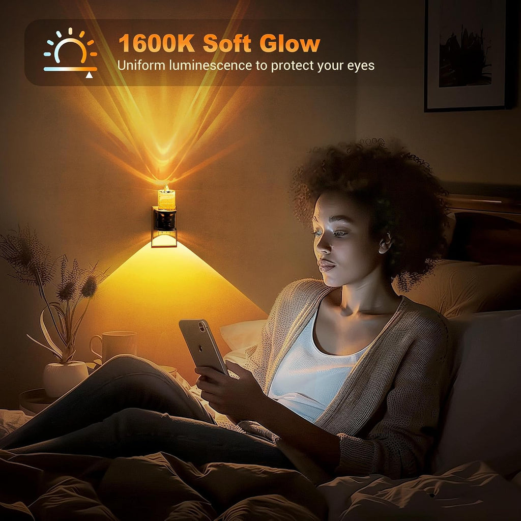 JandCase Night Light, Candle Amber Night Lights Plug into Wall, Flameless Flickering Candle Nightlight, 0-100LM Dimmable LED Nightlights…