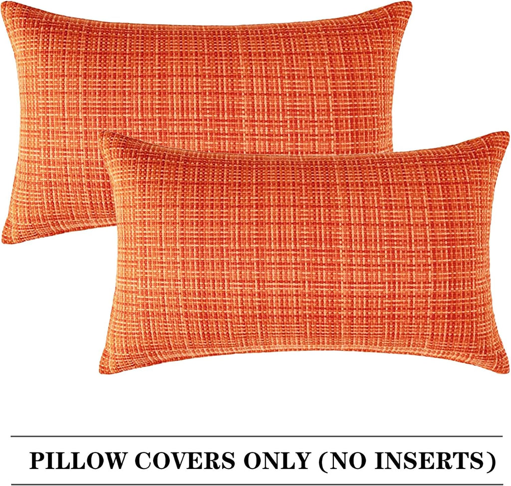 Kevin Textile Outdoor Waterproof Throw Pillow Covers 14x24 Inch Pack of 2 Woven Faux Linen Farmhouse Decorative Water Resistant Lumbar…