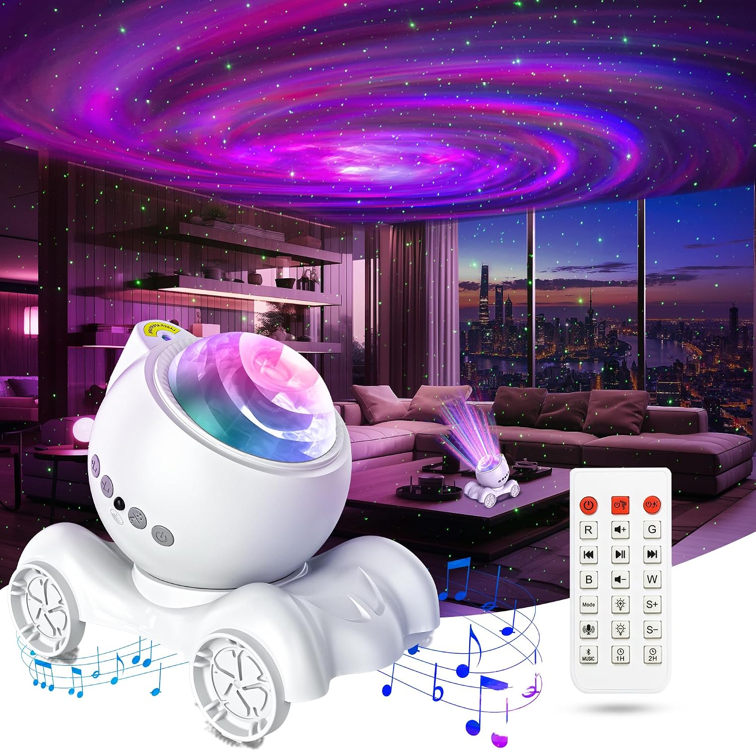 ENOKIK Galaxy Projector, Star Aurora Projector Built-in Bluetooth Speaker, Night Light for Kids Adults, White Noise Light for Home…