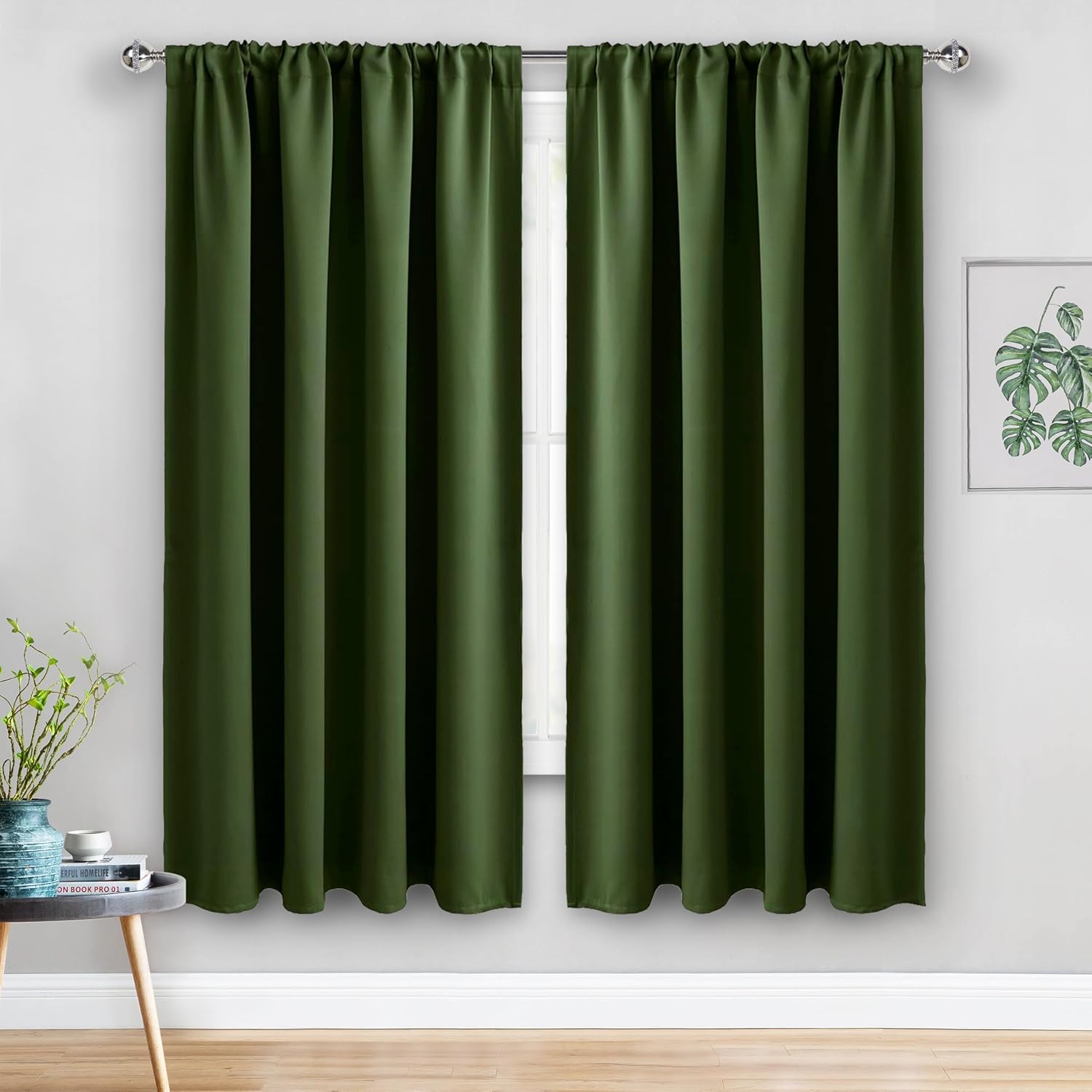 Jiuzhen Christmas Blackout Curtains for Bedroom - Thermal Insulated Room Darkening Noise Reducing, 52 x 63 Inch Length Curtains for Living…