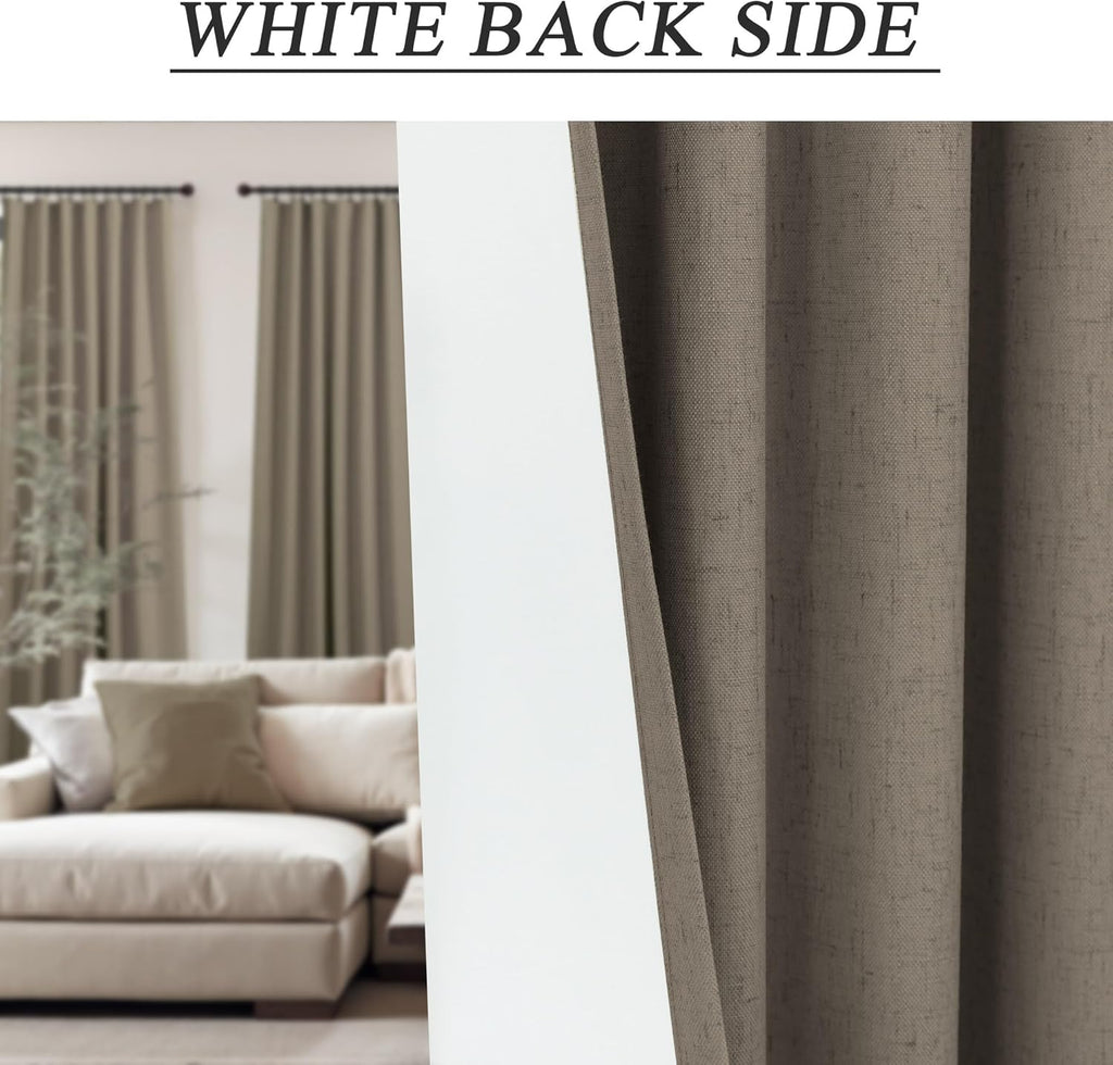 Dancurton Brown Drapes 84 Inch Length 2 Panels Set Linen Long Curtains for Bedroom Windows Soundproof Energy Efficient Thermal Insulated Ru…