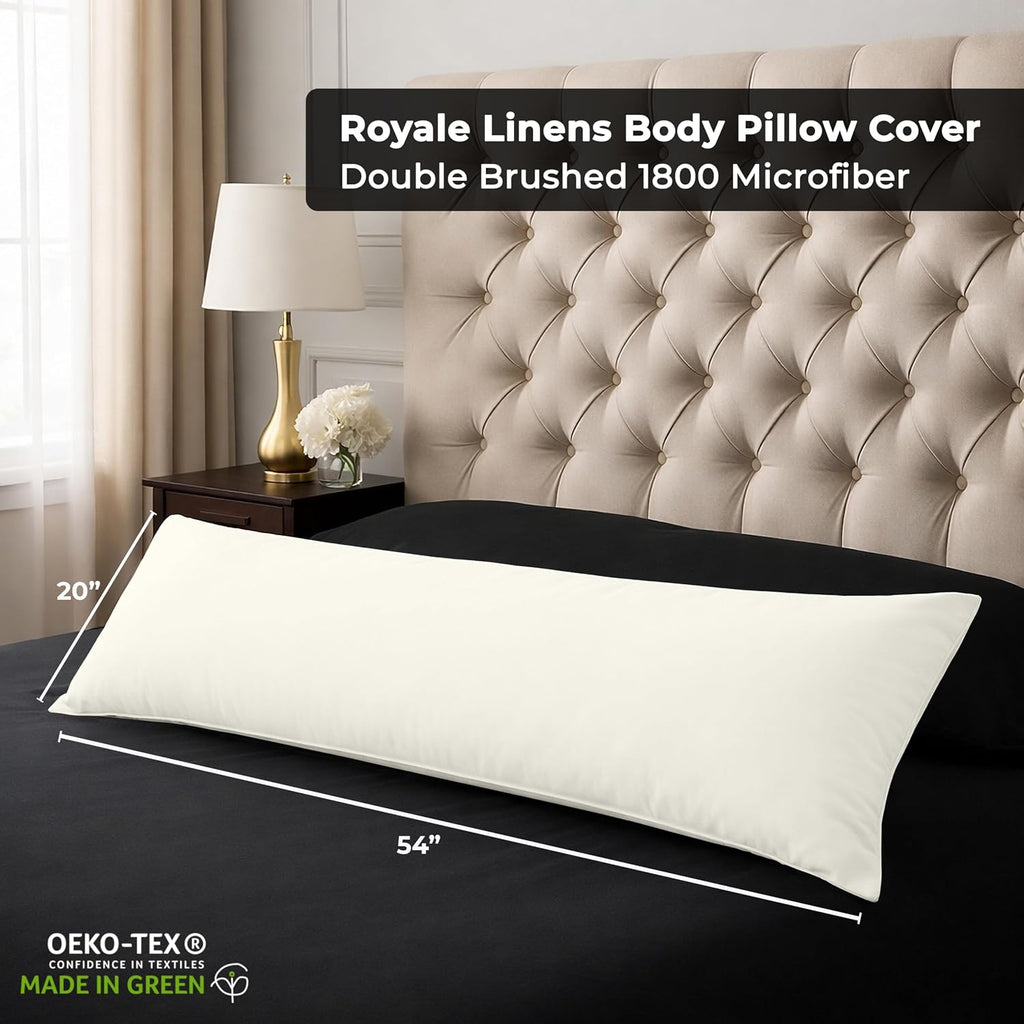 Royalelinens Royale Linens Body Pillow Cover - Double Brushed 1800 Microfiber - 20"x54" with Hidden Zipper Closure - Wrinkle & Fade Resista…