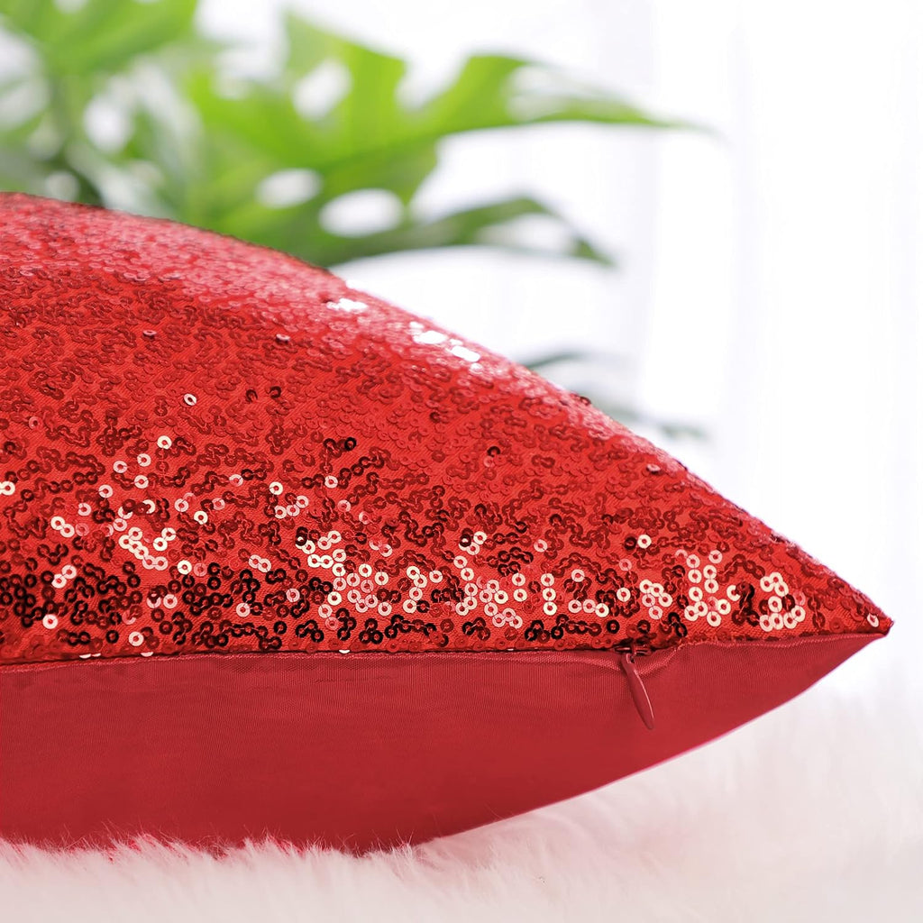 uxcell 2 Pcs Sequin Throw Pillow Covers, Shiny Sparkling Comfy Satin Cushion Covers, Decorative Pillowcases for…