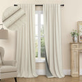 Pitalk Extra Long Blackout Curtains for 10 Feet High Ceiling Living Room Large Window Back Tab Flax Linen Look Drapes 120 Inches Long 2 Pan…