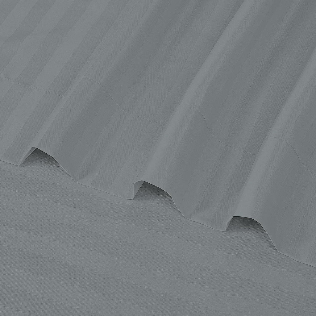 Royalelinens ROYALE LINENS 1500 Thread Count Sateen Dobby Stripe Poly/Cotton Sheet Set - 6 Piece California King Bed Sheets - 1 Fitted, 1 F…
